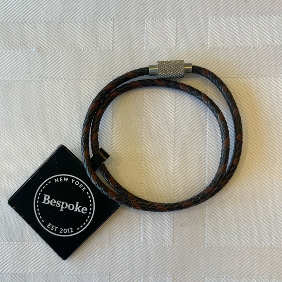 Bespoke New York Men's Brown Skinny Double Wrap Leather Bracelet OS - Picture 2 of 5